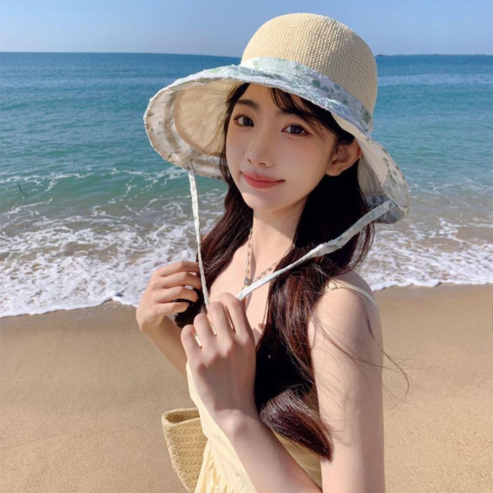 Spring Summer Straw Sun Hat French Style Women's Sun Hat Elegant Seaside Beach Cap  Outdoor