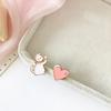 Kids Asymmetric Animal Cat Love Heart Earrings Lovely Grey Mouse&Cheese Rabbit&Flower Ear Stud Earrings Student Jewelry Gifts