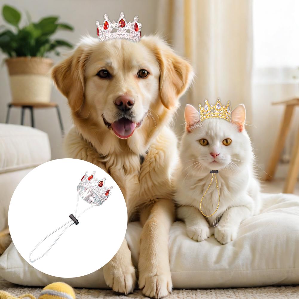 Funny Pet Crown Hat Adjustable Birthday Party Supplies For Dogs Cats Cute Photo Prop Costume Christmas Halloween Holiday Decor
