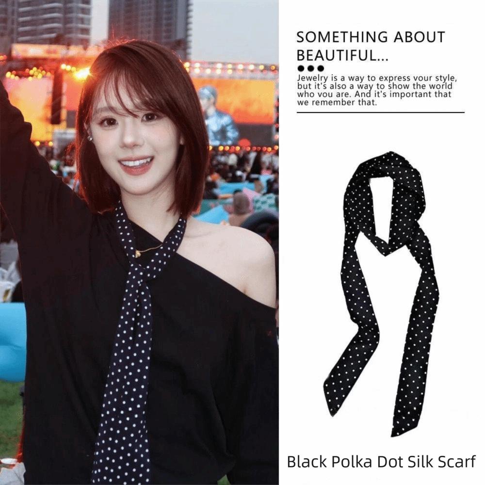 Polka Dot Vintage Neckerchief Chiffon Silk Scarf Vintage Design Waist Belts Outfit Matching