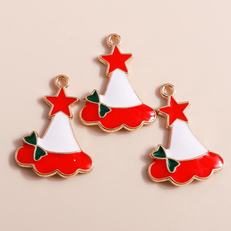 10pcs Enamel Christmas Tree Snowman Pendants Charms for Jewelry Making Earrings Necklace DIY Bracelet Accessories Supplies