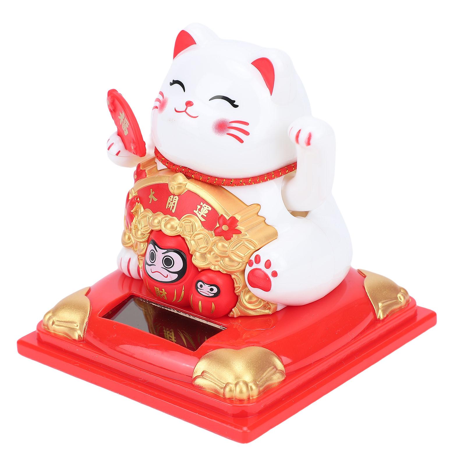 

Lucky Cat Waving Arm Solar Powered Light Sensor Wealth Welcoming Fortune Cat Decoration for Home Car Dashboard Housewarming Gift