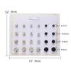 12Pair/Set Mixing Crystal Zircon Round Stud Earrings Women Girls Ear Accessories