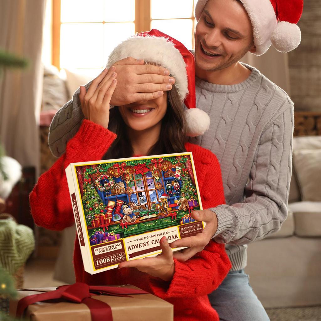 24 Days Jigsaw Puzzles Advent Calendar 1008 Puzzle Christmas Countdown Calendar Puzzle Toy Cardboard Material Stocking Stuffers
