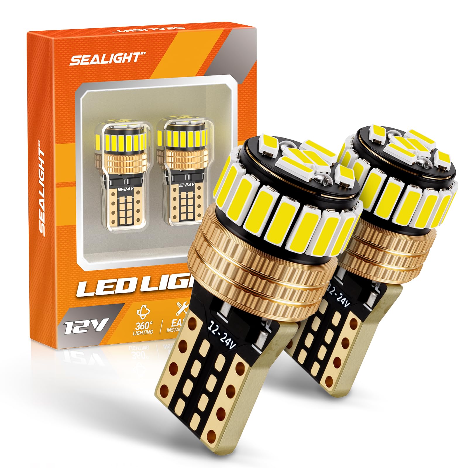 

[60000 hours & 12-24V compatible!] SEALIGHT T10 LED White 6500K 2 pieces белый
