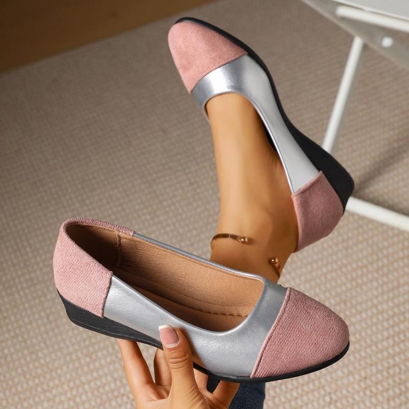 Fashion 2025 Spring New Women's Shoes Fashion Color Blocked Shoes Light Mouth Pointed Flat Bottom Small Single Shoes for Women
