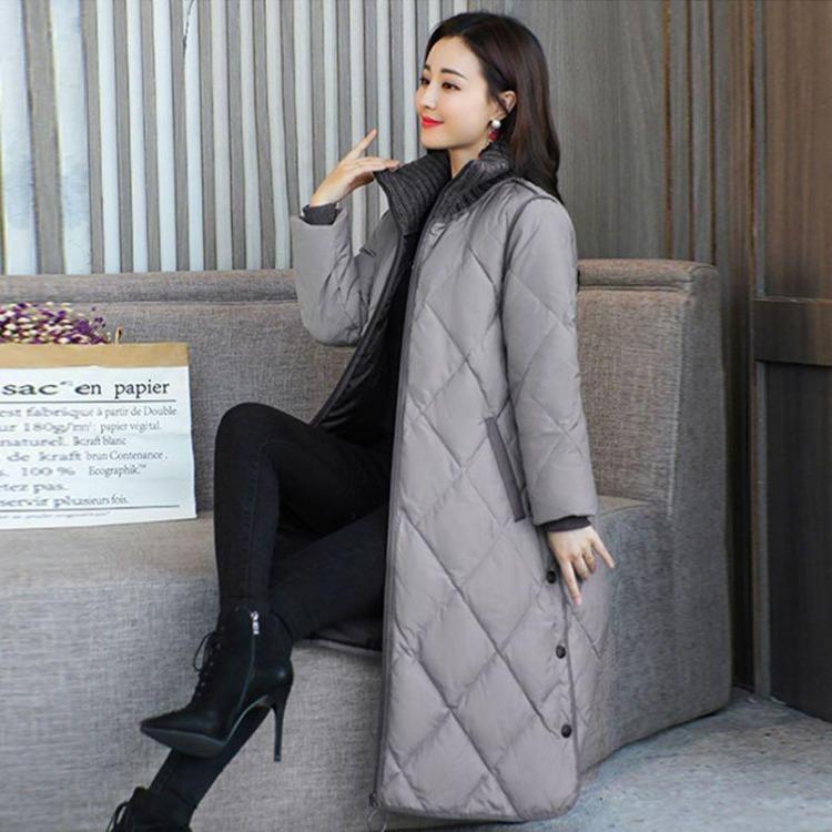 Warm Thickened Winter Coat Women Loose Over Knee Cotton Padded Jacket Mid Length Large Size