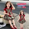Girls Summer Fashion 2 Piece Set Bow Short Sleeve Top And Bud Pants Casual Outfit For Kids