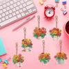5/6/7PCS Rhinestone Painting Keychain Pendant Diamond Art Keyring Rose Grey Dragon Cute Kitten Envelope Flowers Mandala