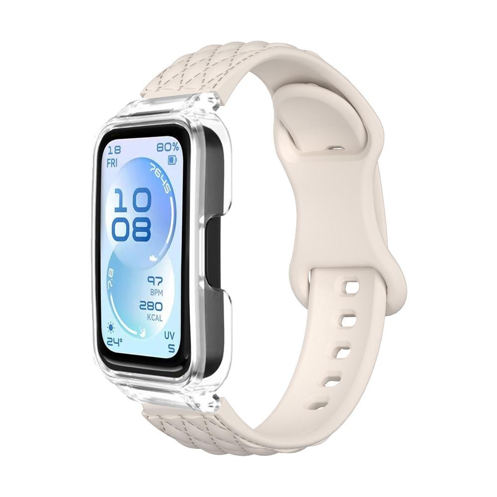 Microwave Pattern Solid Color Strap+PC Case for Huawei Band 11/11pro Soft Silicone Sports Watch Strap for Huawei Band 11/11pro