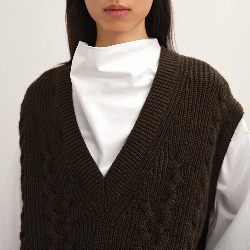 LESS 2025 Winter Wool Blend Faux Two-Piece Knit Sweater