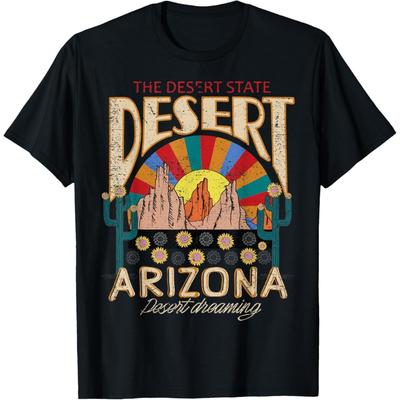 Vintage Zonnebloem Berg Cactus Woestijn Dromen Arizona T-shirt