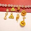 24k Gold-Plated Copper Evil Eye Mantra Dangle Bracelet & Necklace Accessories for Women, Handmade & Color-Preserving