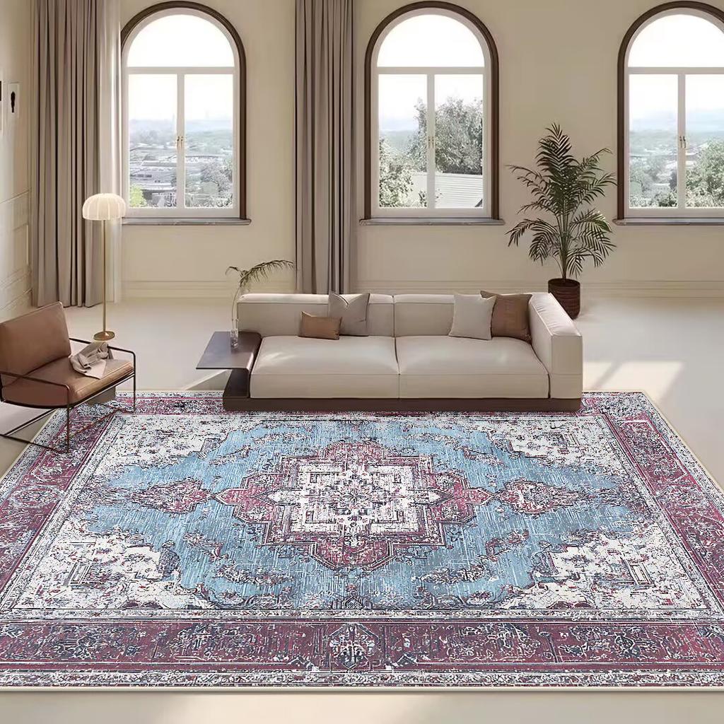 Vintage Persian High-end Carpet Living Room Sofa Washable Rug Home Luxury Decoration Large Bedroom Rug Non-slip Coffee Table Mat