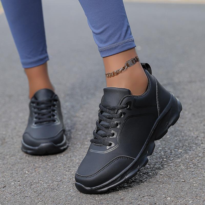 Spring and Autumn Platform Shoes Black Dad Shoes Casual Sports Shoes Lightweight Non-slip Waterproof Shoes