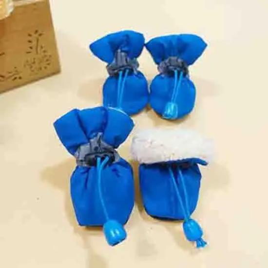 4pcs/Set Thicken Waterproof Dog Shoes Anti-slip Rain Snow Boot Warm Footwear Outdoor Walking for Small Cats Puppy Socks Booties