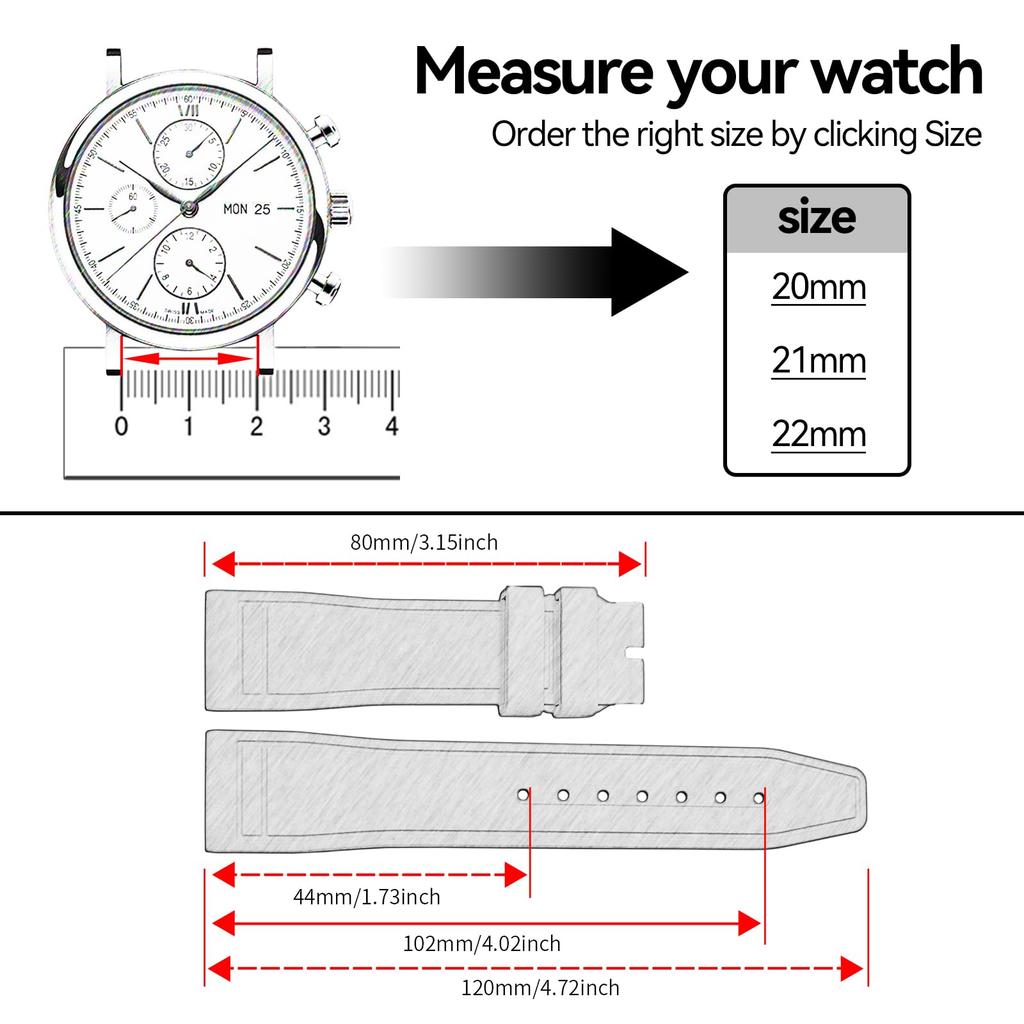 Korlexchi Watch Strap for IWC Big Pilot, Men's, Quick Release Strap, Waterproof Fluorocarbon Rubber, 20mm, 21mm, 22mm