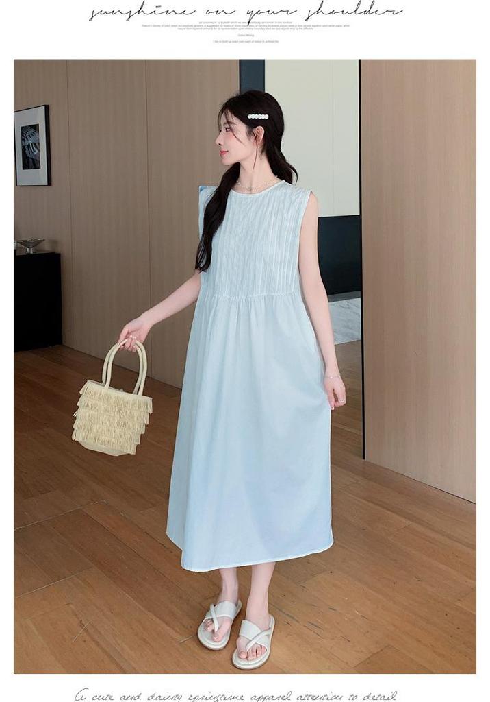 2026 Korean Style Sleeveless Tummy-Covering Long Dress