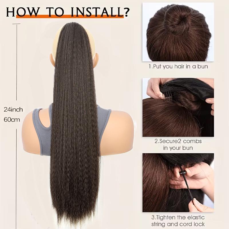 Long Curly Yaki Afro Ponytail Wig