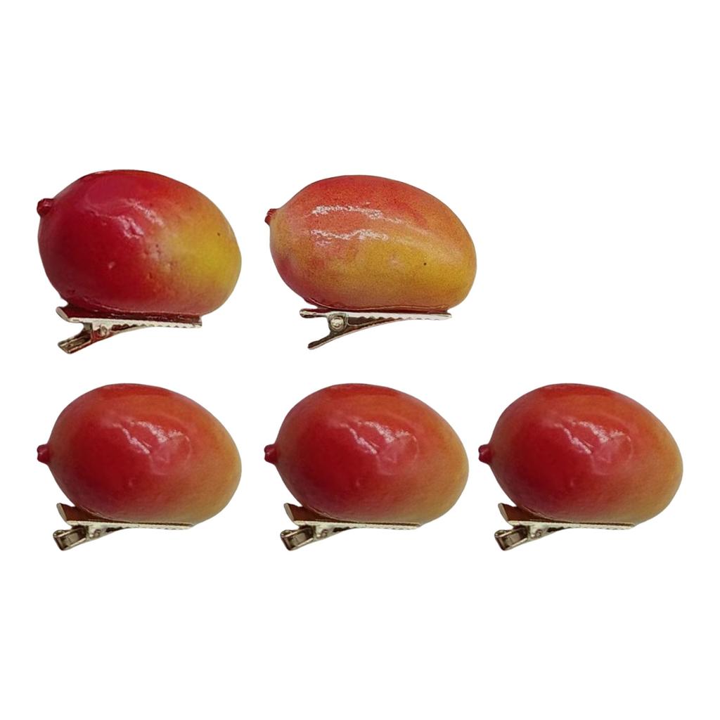 Set of 5 Fashionable Hair Jewelry 3D Mango Hairpins Tropical Fruit Hair Clip Soft Suitable for Daily Wear and Parties