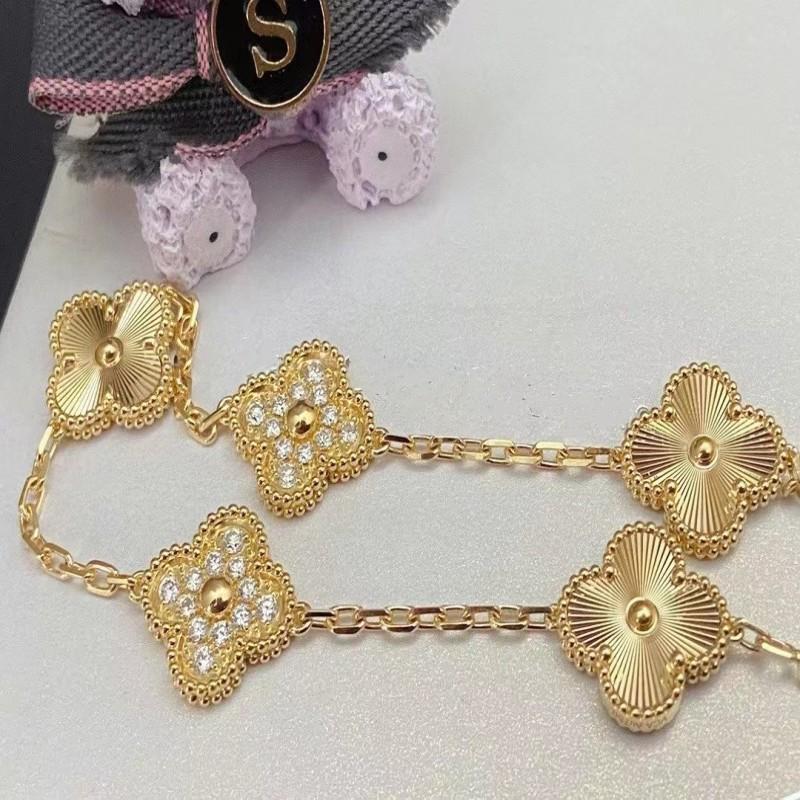Four-leaf Clover Bracelet Red Agate Black Agate White Mother-of-pearl Five-color Flower Lucky Bracelet for Women