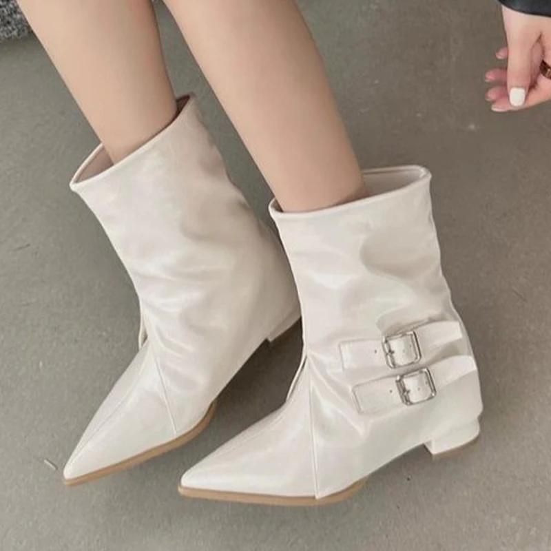 Luksusowe Botki Damskie Szpiczasty Nosek Obcasy Jesień Trend Projektant Party Buty Marka Chelsea Goth Botas Zapatillas De Mujer