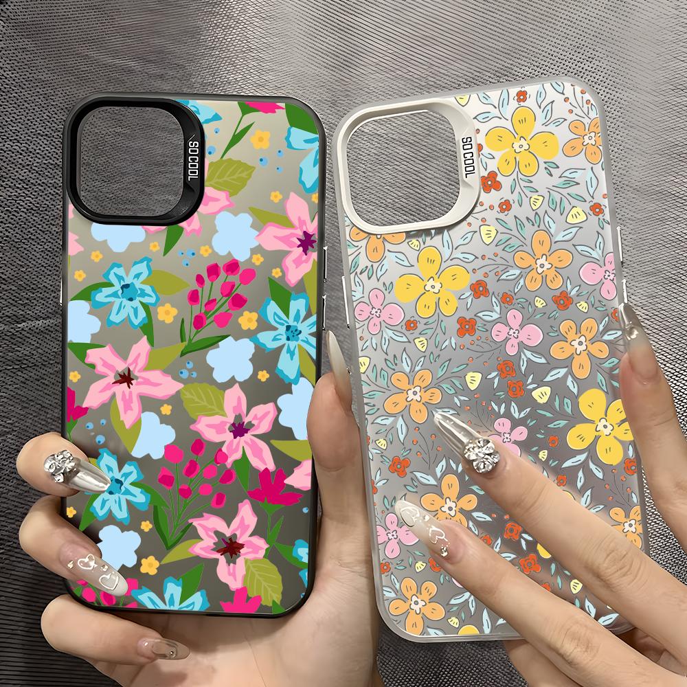 Garden Flowers Pattern Phone Phone Case For iPhone 17 16 15 14 13 12 11 Pro Max 16e 17e Plus Bumper Shockproof Hard Coque Cover