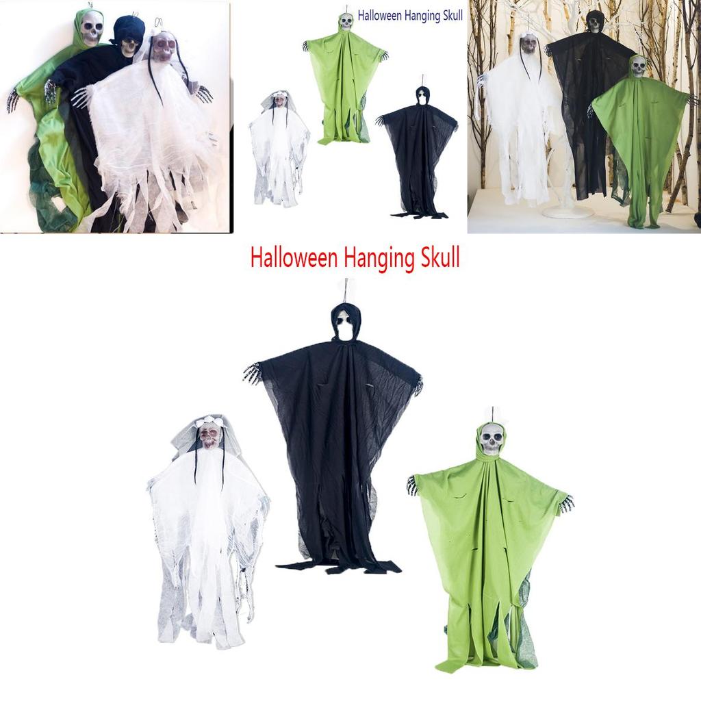 Creepy Halloween Hanging Skull Ghost Decoration With Realistic Details