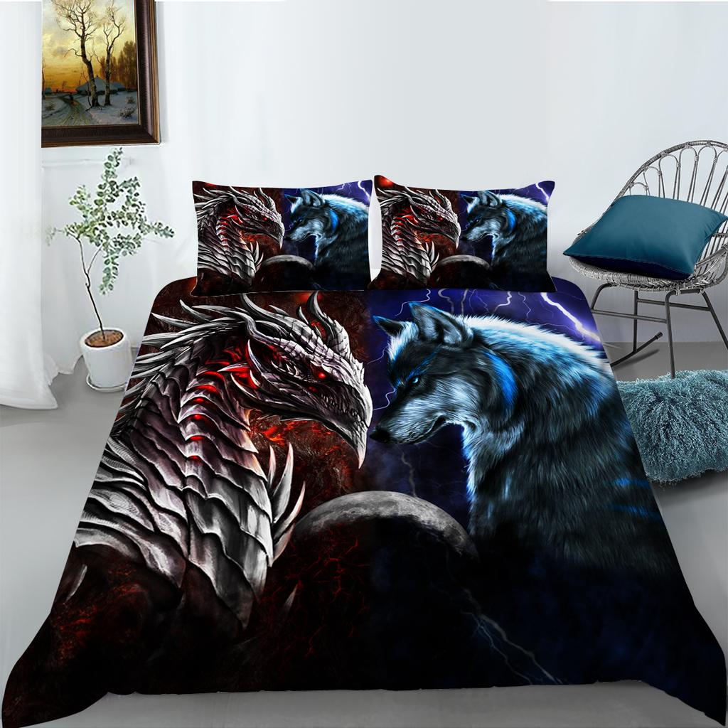 Animal Bedding Set 3D Printed Down Duvet Cover Pillowcase 2/3pc King Queen Bed Cover AU/DE/EU/ES Full-size Bed