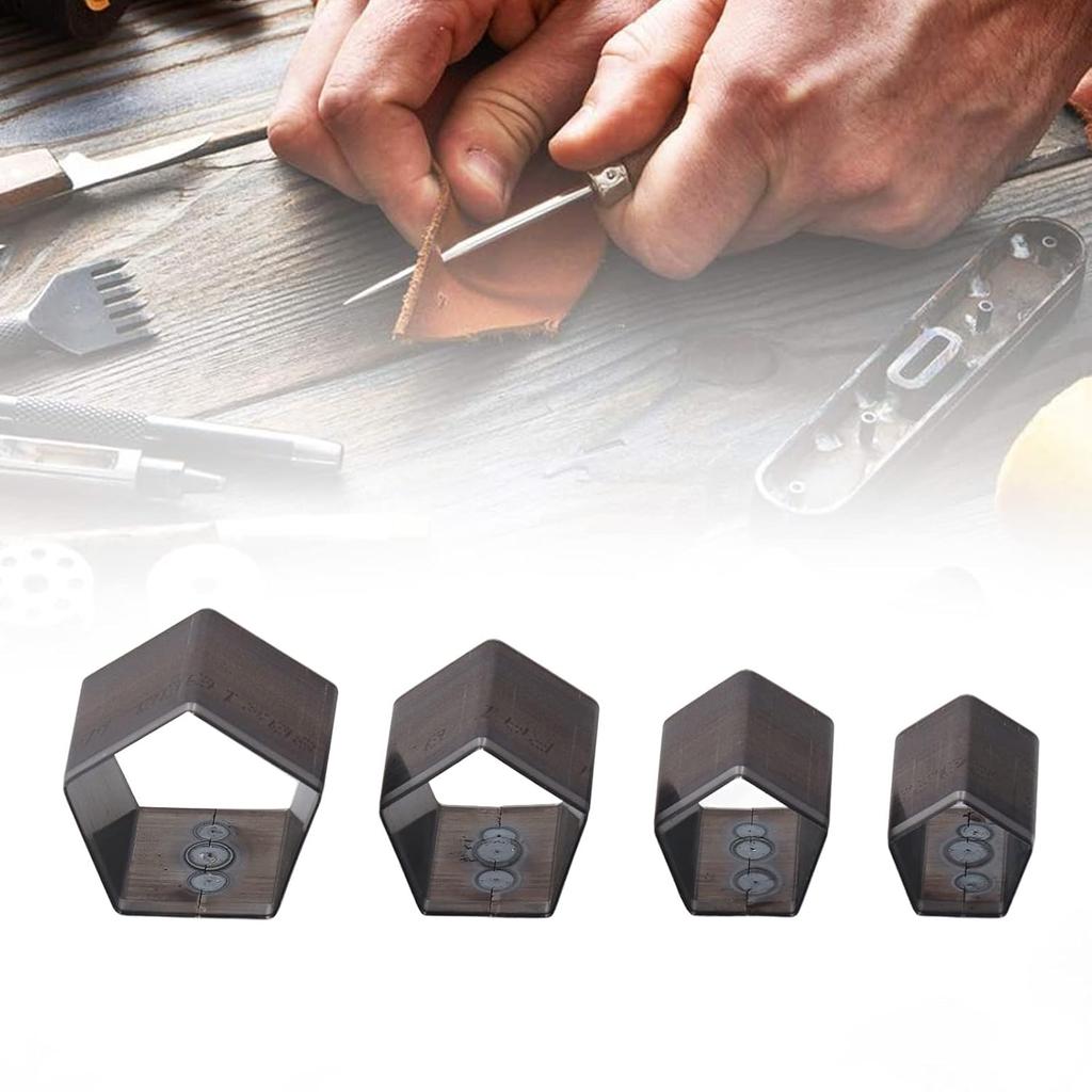 Walfront Leather Punch, 4 Pcs Pentagon Alloy Steel One Hole Hollow Cutter Punch Tool with Storage Box for Cutting Leather Cardboard Clay