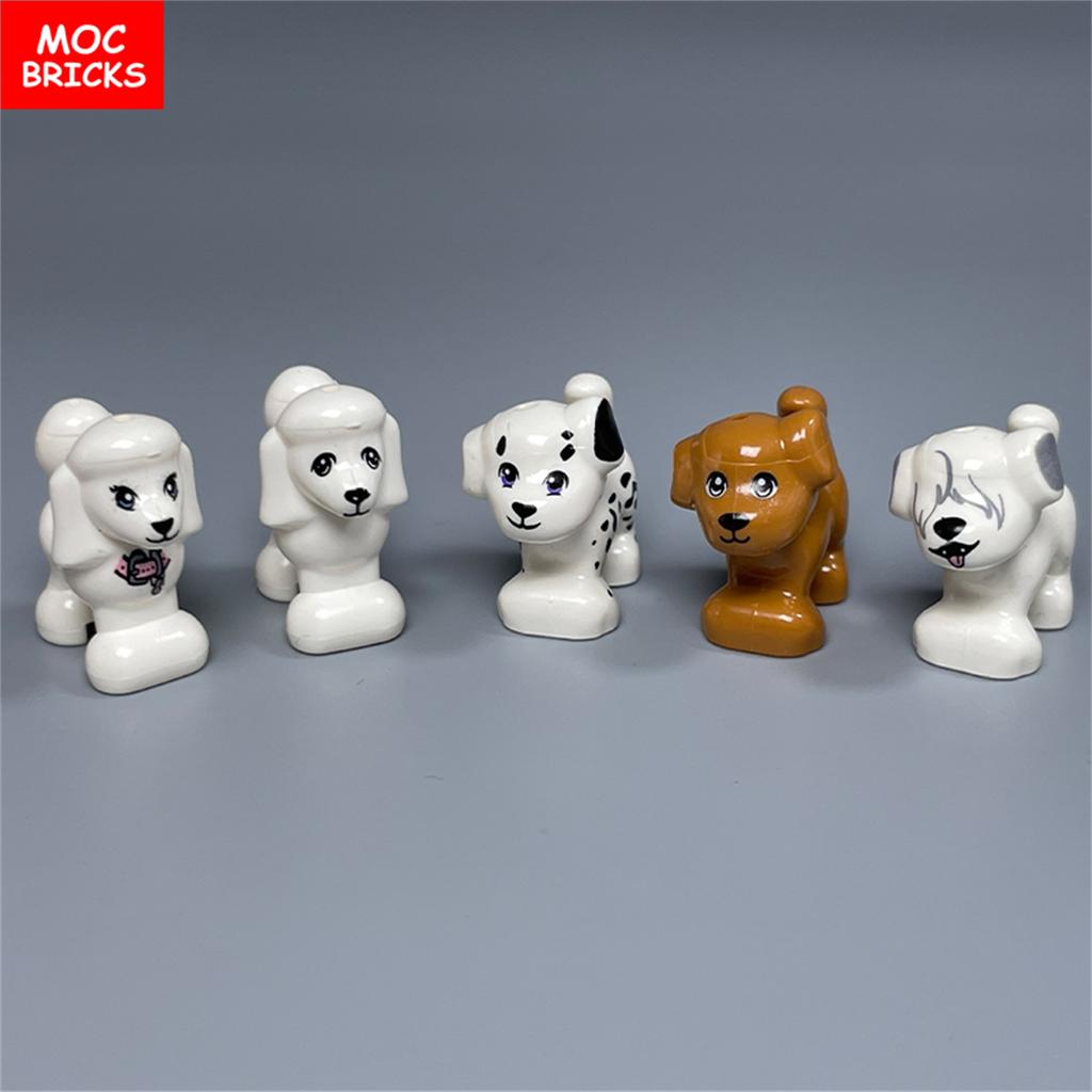 MOC Bricks Little Dog Series French Bulldog Husky Poodle Kennel Assembled Building Blocks Children's Toys Plastic Doll