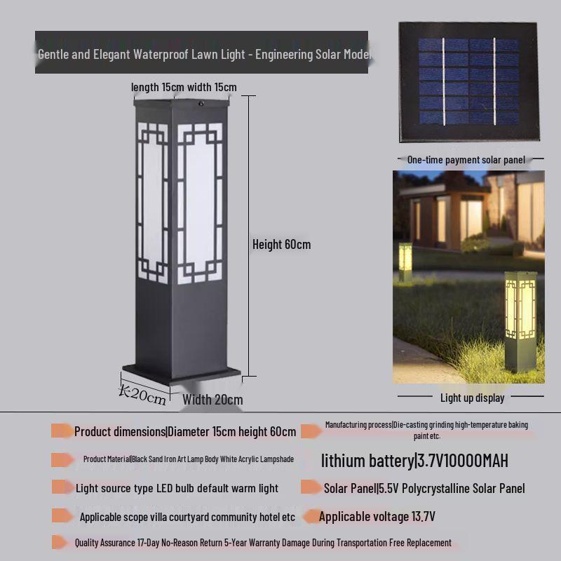 Solar-Powered Waterproof Lawn Light for Outdoor Garden or Villa