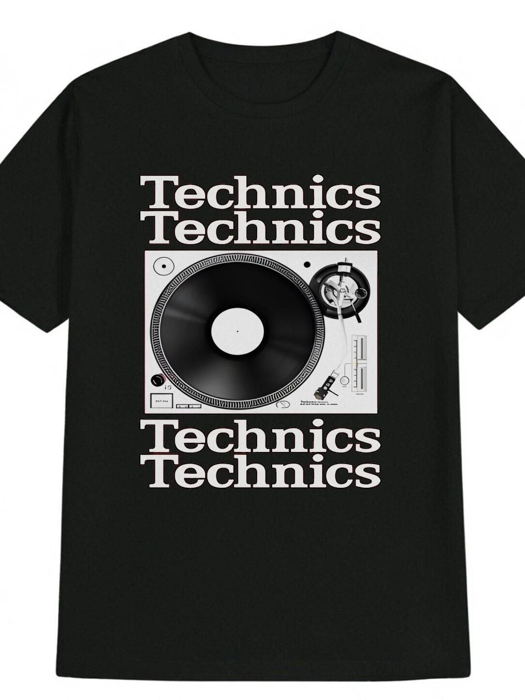 Vintage Turntable Graphic T-shirt - Technics Lettering & DJ-Inspired Design XL