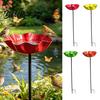 Lawn Decoration Stake 2Pcs Metal Flower Garden Stakes Decorative Bird Bath Outdoor Bee Watering Bath Station Design Water Feeder Bowl for
