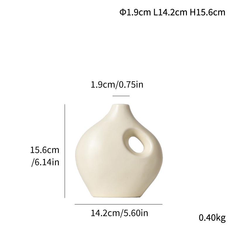 Beige Minimalist Ceramic Vase for Modern Home Decor and Flower Arrangement