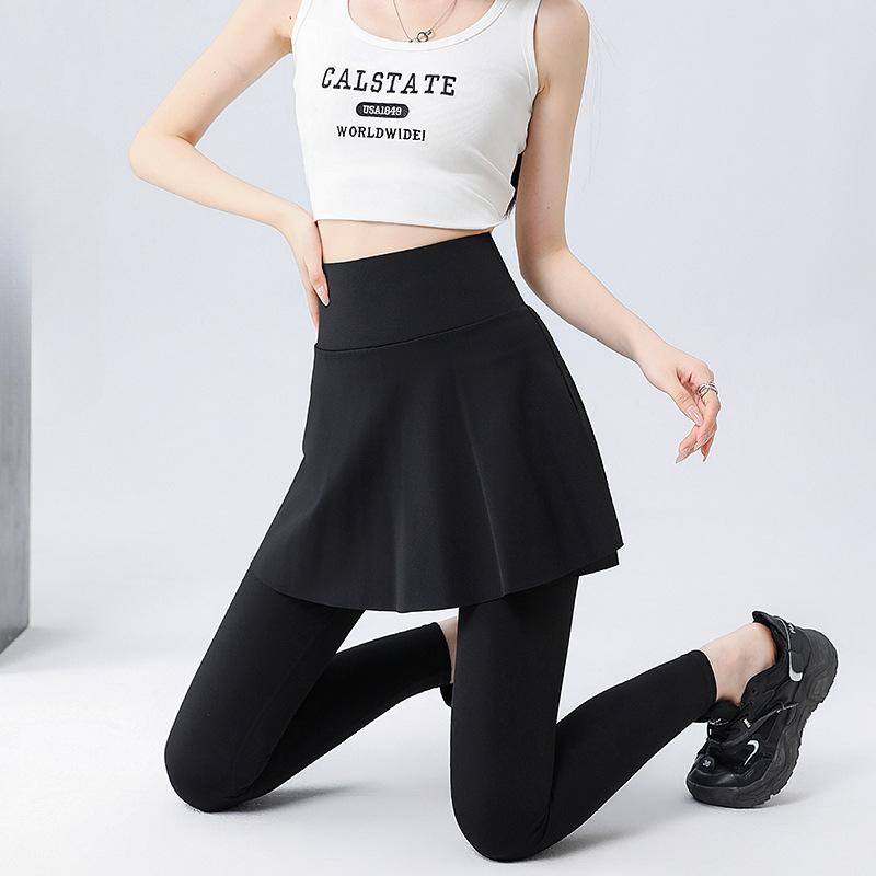 

Женские брюки для йоги с высокой талией для похудения ягодиц Бег Фитнес Брюки акулы Спортивные брюки Весна и осень Верхняя одежда Поддельные двухсекционные брюки-кюлоты XXXL