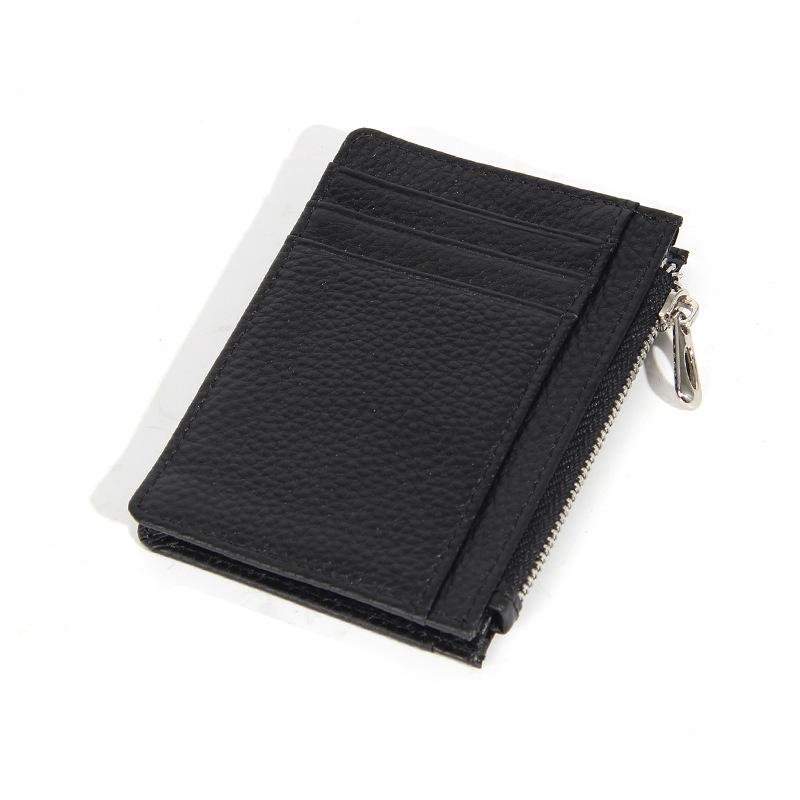 Women's Genuine Leather Slim Card Holder & Coin Purse - Japanese Minimalist Style with Multi-Card Slots and ID Holder.