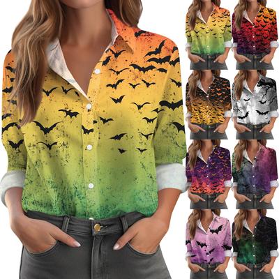 Women's Shirt Blouse Print Button Long Sleeve Casual Basic Shirt Collar Regular Top