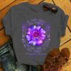 Purple Lotus Print T Shirt Women Short Sleeve O Neck Loose Tshirt Summer Women Tee Shirt Tops Camisetas Mujer