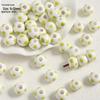 Handmade Cute Flower & Heart Green Ceramic Beads for DIY Jewelry