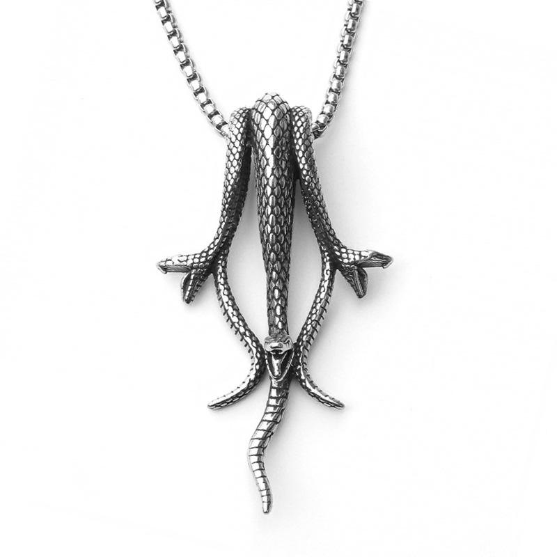 Titanium Steel Snake Necklace, Mamba Snake Snake Necklace Pendant, Retro Rock Titanium Steel Necklace Decoration