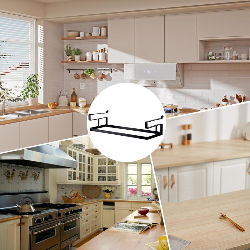 No-Punch Under Shelf Storage Basket Removable Under Cabinet Hunging Shelf Metal Wire Miscellaneous Hunging Rack for Kitchen