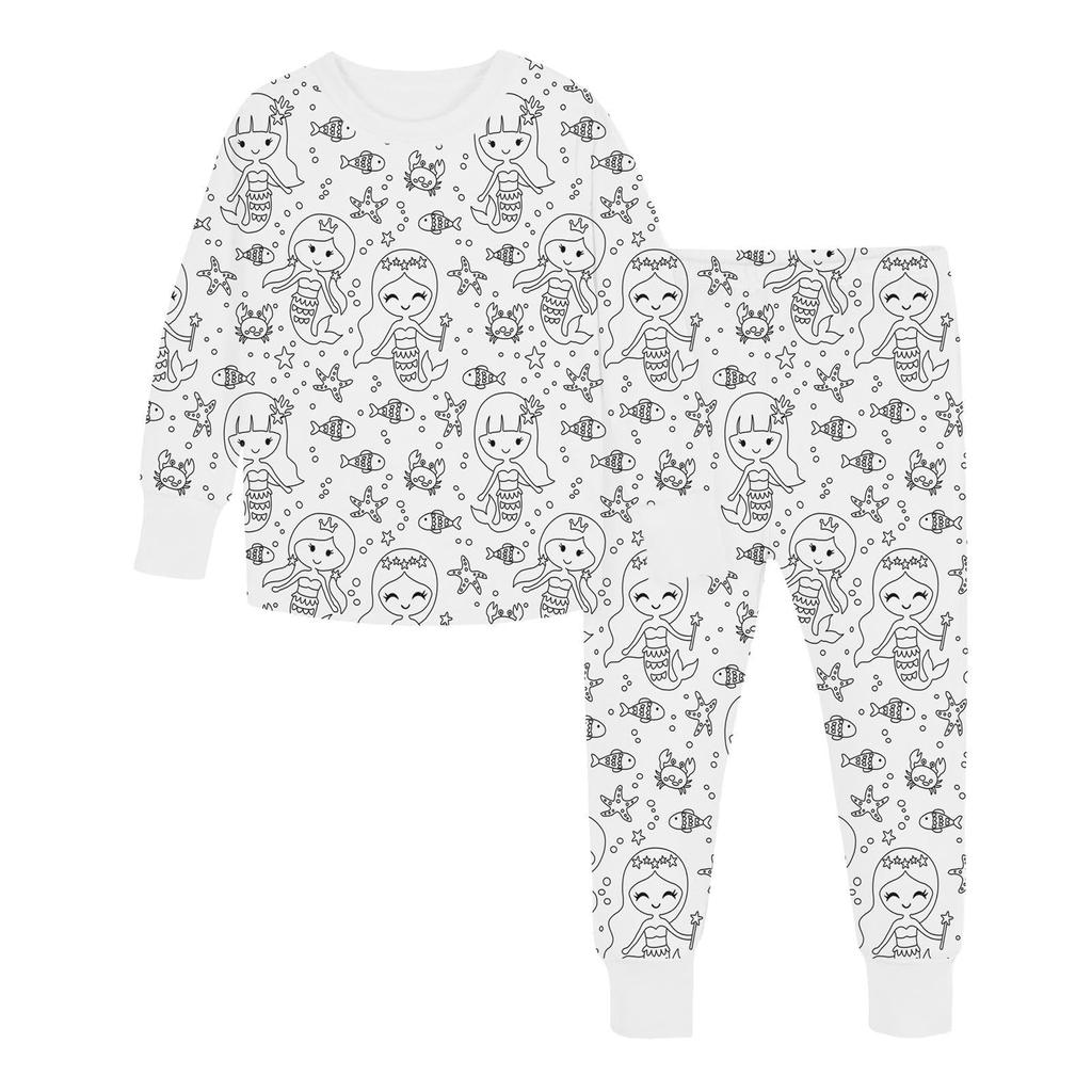 Homewear-Set für Damen und Kinder, Skizzen-Malspaß, handbemalt, Heimkleidung, Pyjama-Set