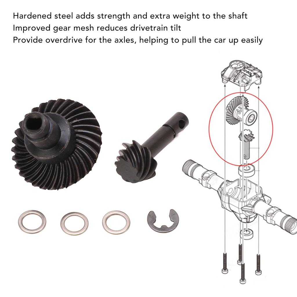 RC Bevel Gear Set 8T 30T Reverse Steel High Strength Wear Resistance RC Helical Bevel Gear Kit for Axial 1/10 Car