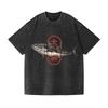 Summer Fashion 100% Cotton Washed Acid T-shirts  Great Eight Islands of Japan Tuna Fish Vintage Wash Japanese Design Tees
