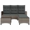 3 Piece L Shaped Garden Sofa Set with Cushions Grey PE Rattan