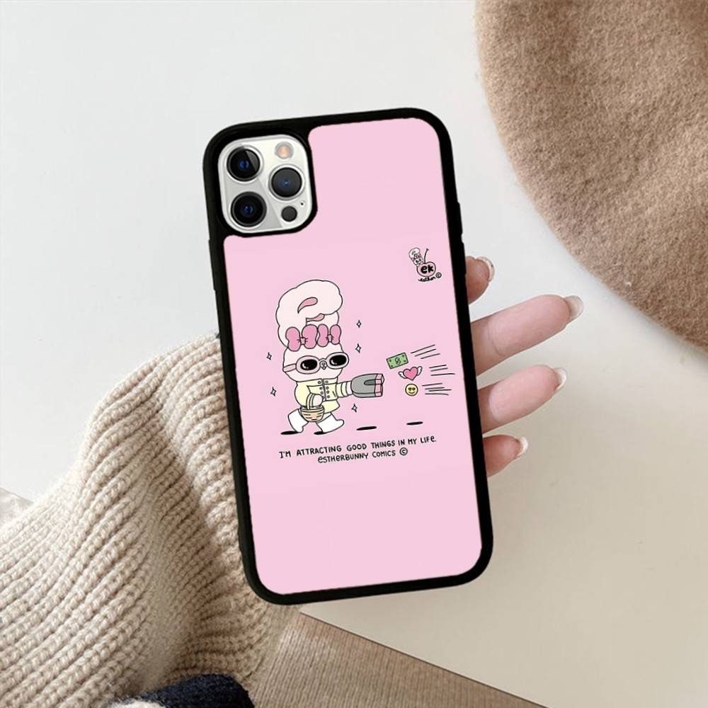 Cute E-EstherS Bunny Rabbit For Iphone 17 Air 16 15 14 13 12 11 Pro Max TPU+PC Plus Shockproof Back Phone Cover