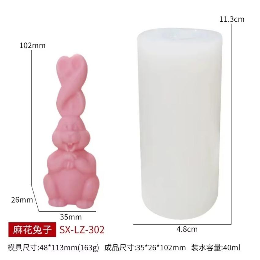 Candle Silicone Mold DIY Animal Erect Ears Rabbit Candle Making Soap Resin Twist Ears Rabbit Mold Easter Gifts Craft Home Decor