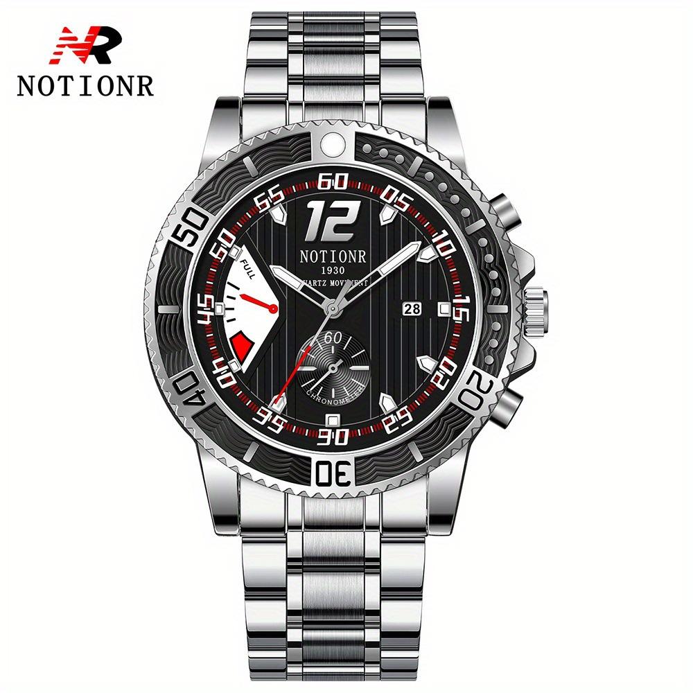Notionr Men S Business Casual Stainless Steel Strap Casual Date Display Quartz Men S Watch серебряный