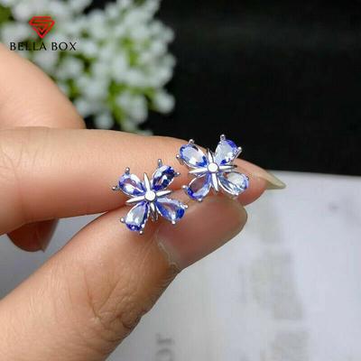 Simple Design Women's Earrings Luxury Inlaid Blue CZ For Wedding Party Female Stud Earrings Delicate Gifts Trendy Jewelry